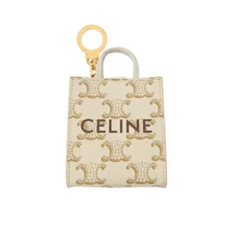 Celine Vertical Cabas Bag Charm White Triomphe Canvas